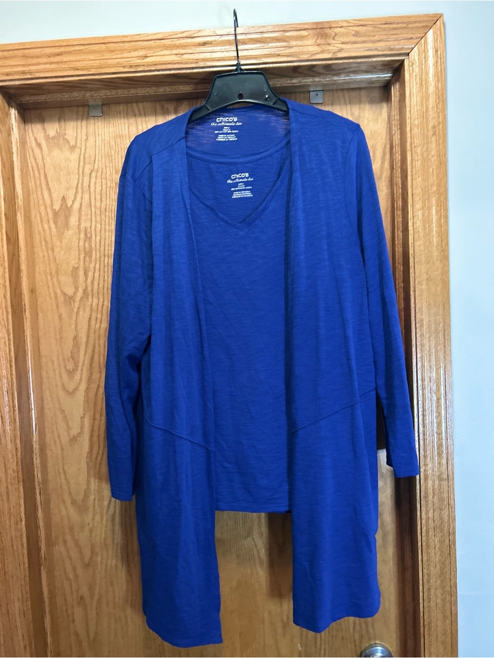 Chico’s Ultimate Tee Blue Tank & Open Front Cardigan Set Size 3 XL Cotton Modal - Picture 4 of 10